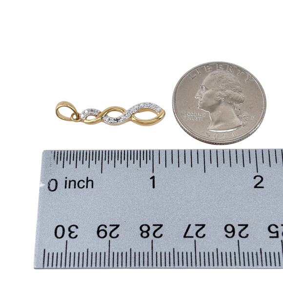 Ross-Simons Gold Plated Sterling Silver Infinity Pendant | Diamond Accent - Picture 6 of 7